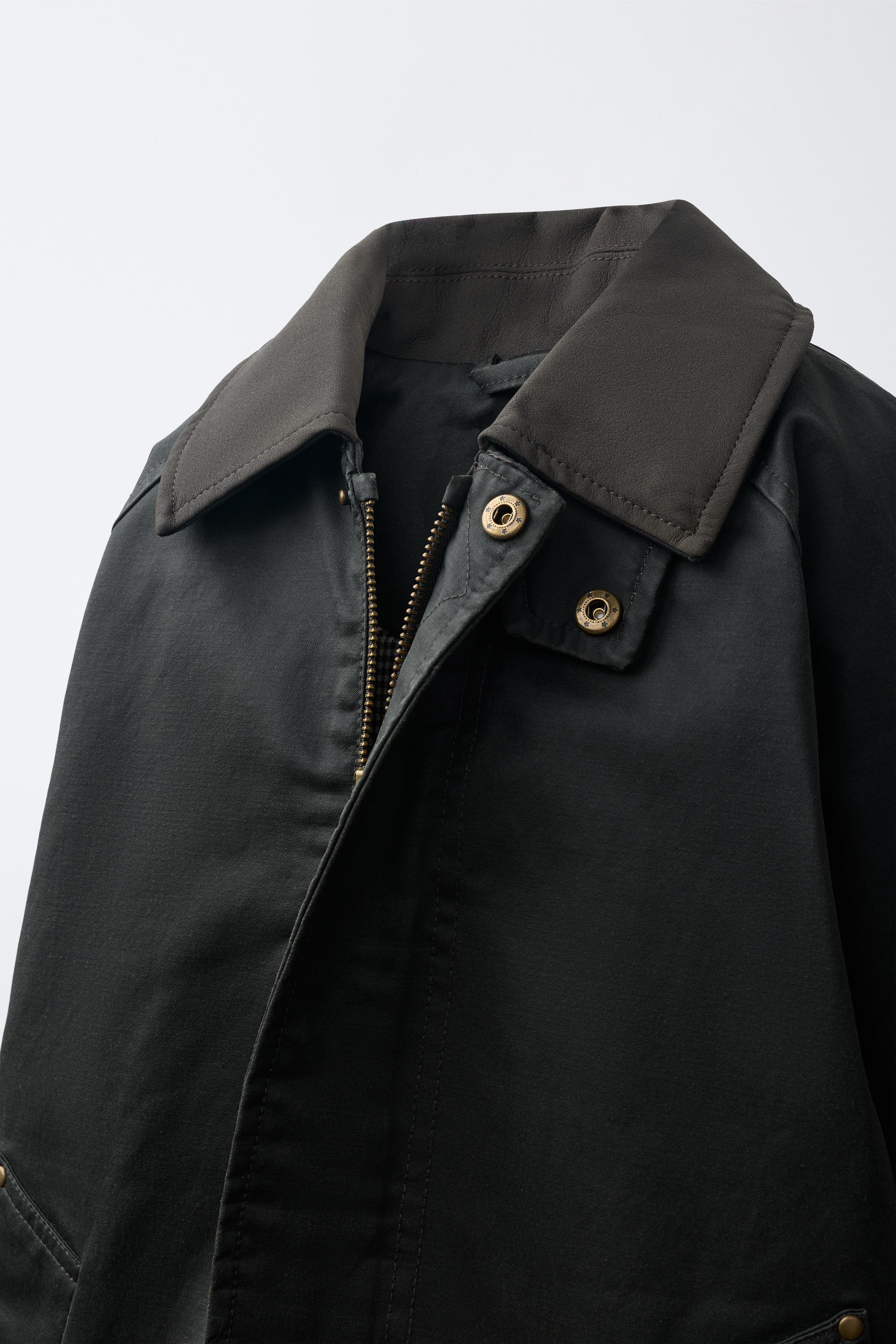 BLOUSON CIRÉ À COL CONTRASTÉ